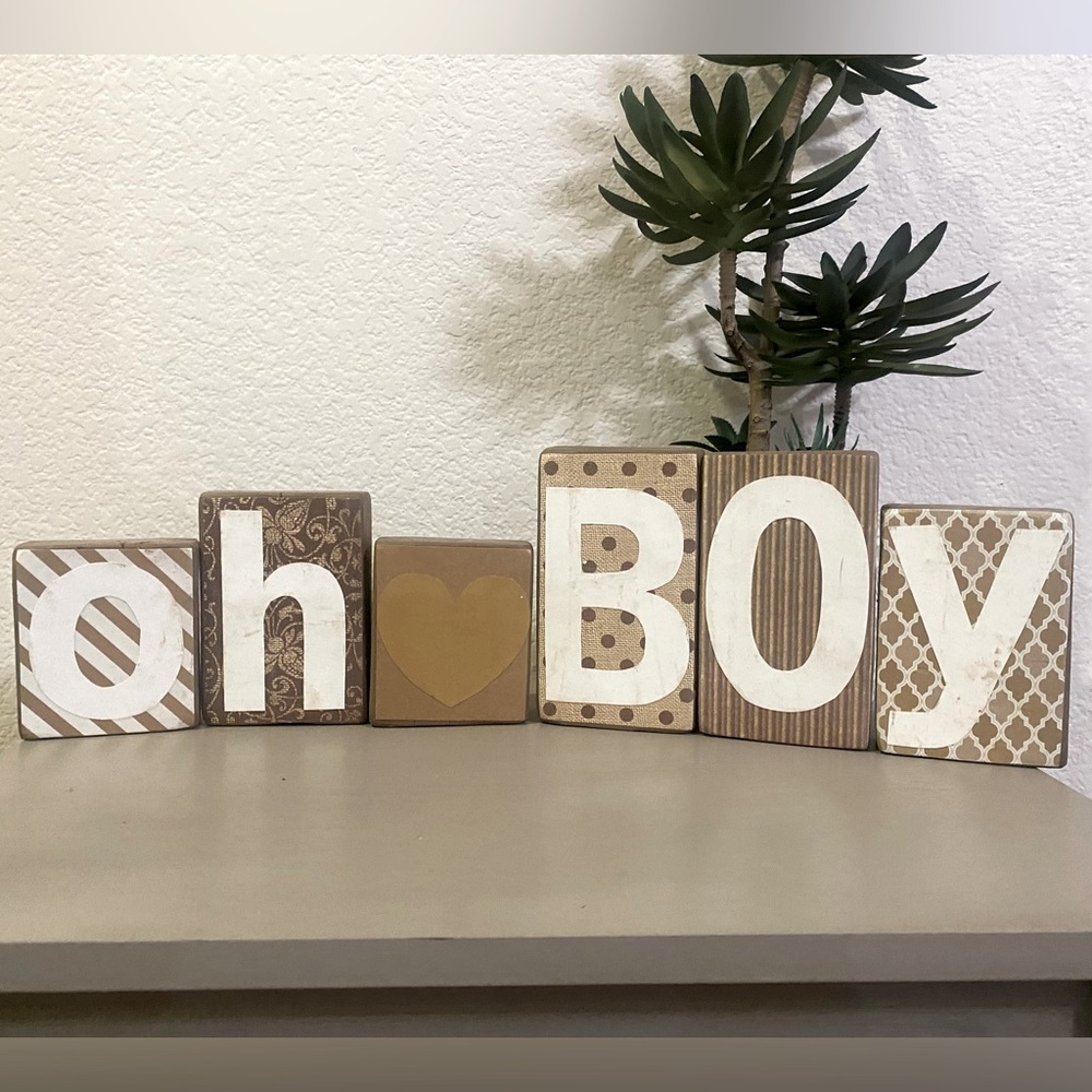 Winnie the Pooh ‘Oh Boy’ Baby Shower Blocks | Rustic Wood Nursery Sign Decor